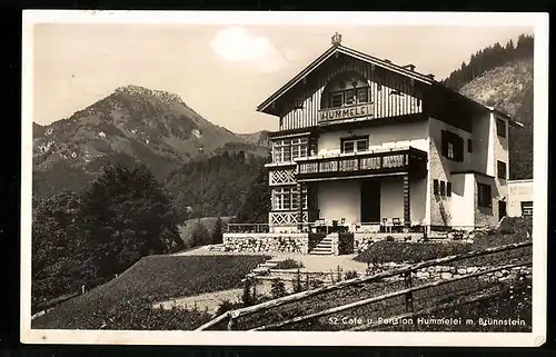 AK Oberaudorf / Inn, Café-Pension Hummelei mit Brünnstein