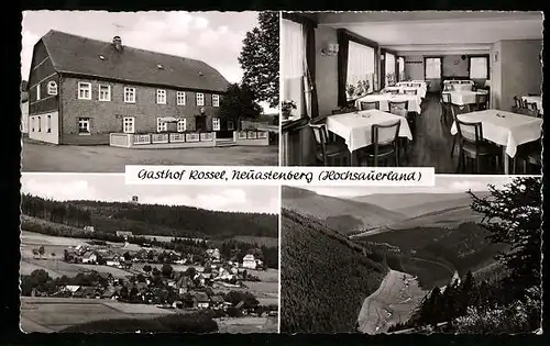 AK Neuastenberg /Hochsauerland, Gasthof Rossel, Ortsansicht