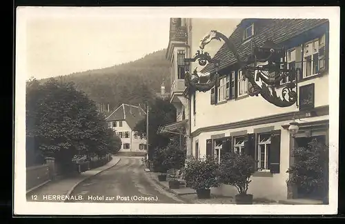 AK Herrenalb /Schwarzw., Hotel zur Post / zum Ochsen mit Strasse