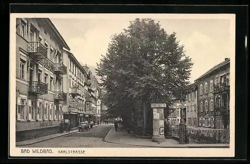 AK Bad Wildbad, Karlstrasse mit Café