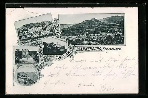 AK Blankenburg /Schwarzatal, Hotel zum Chrysopras, Greifenstein, Ortsansicht