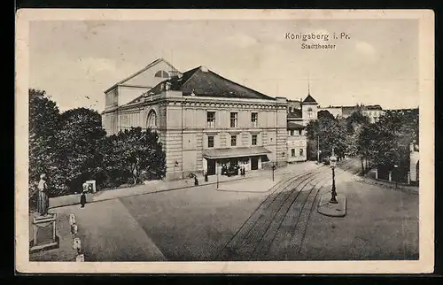 AK Königsberg, Am Stadttheater, Strassenpartie