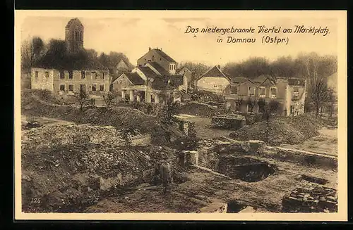 AK Domnau, Das niedergebrannte Viertel am Marktplatz