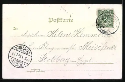 Lithographie Chemnitz-Schönau, Strassenbahn am Gasthaus Wintergarten, Krystall-Palast