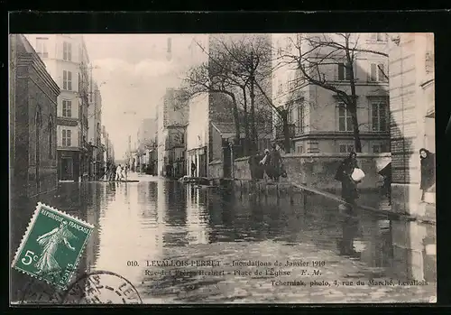 AK Levallois-Perret, Inondations 1910, Rue des Freres Herbert