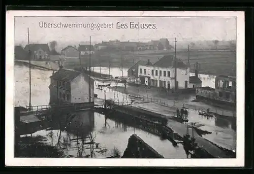 AK Les Ecluses, Blick auf das Überschwemmungsgebiet
