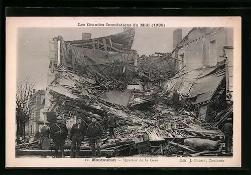 AK Montauban, les grandes inondations du midi 1930, Quartier de la Gare