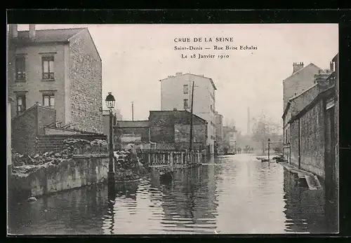 AK Saint-Denis, crue de la seine 1910, rue brise echalas