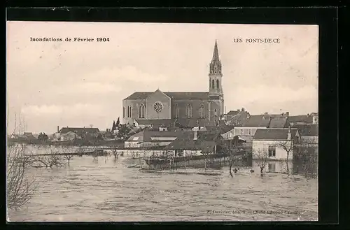 AK Les Ponts-de-Cé, inondations de fevrier 1904, Hochwasser