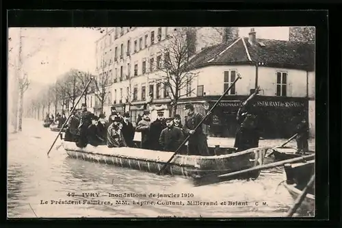 AK Ivry, inondations 1910, le president fallieres