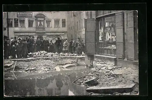 AK Nürnberg, Hochwasser-Katastrophe 1909, an der Frauenkirche