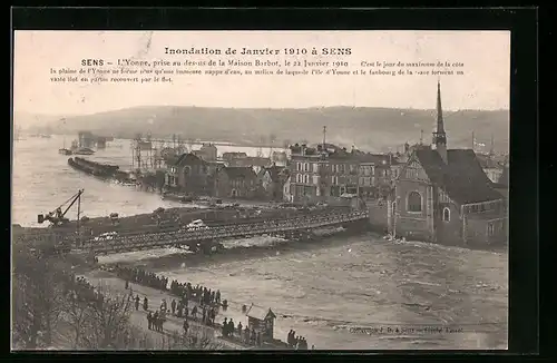AK Sens, inondations 1910, l`Yonne, Hochwasser