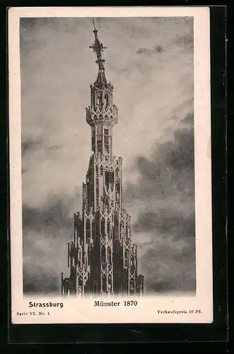 AK Strassburg, Spitze des Münsters 1870