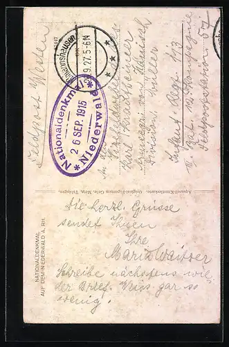 AK Rüdesheim, National-Denkmal auf dem Niederwald