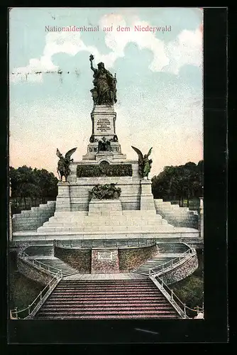 AK Nationaldenkmal auf dem Niederwald, Vorderansicht mit Treppe