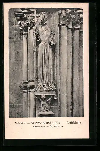 AK Strassburg i. Els., Christliche Figur am Münster