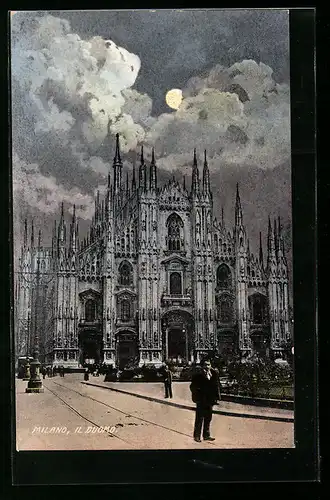 AK Milano, Il Duomo, im Mondschein