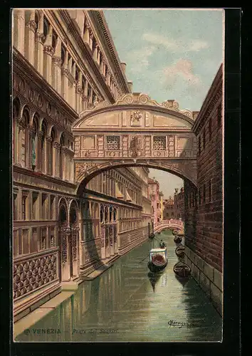 Künstler-AK sign. Menegazzi: Venezia, Ponte dei Sospiri