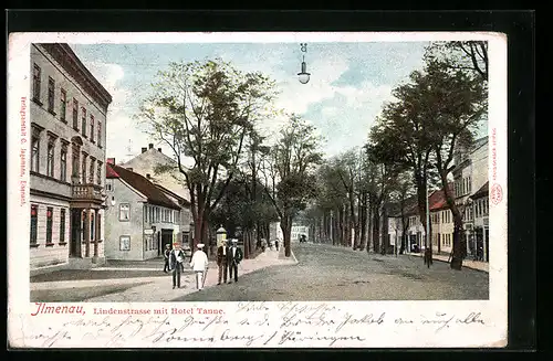 AK Ilmenau, Lindenstrasse mit Hotel Tanne