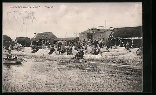 AK Dahme / Holstein, Strandleben mit Buden und Badegästen