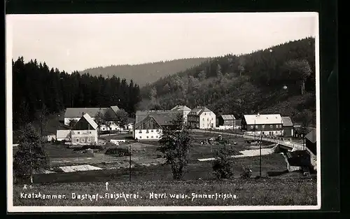 AK Kratzhammer, Ortsansicht mit Gasthof und Fleischerei
