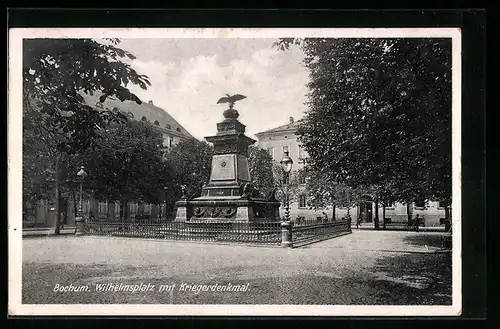 AK Bochum, Wilhelmsplatz mit Kriegerdenkmal