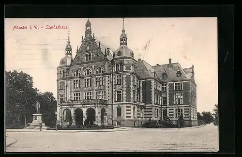 AK Münster i. W., Landeshaus mit Denkmal