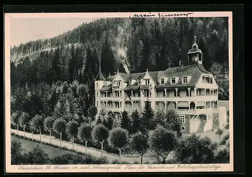 AK St. Blasien, Blick auf das Erholungsheim im südlichen Schwarzwald