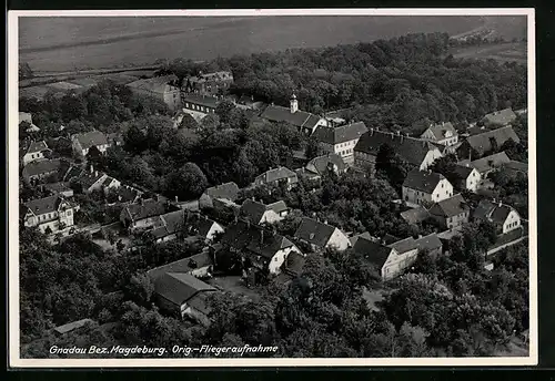 AK Gnadau / Magdeburg, Ortspartie vom Flugzeug aus