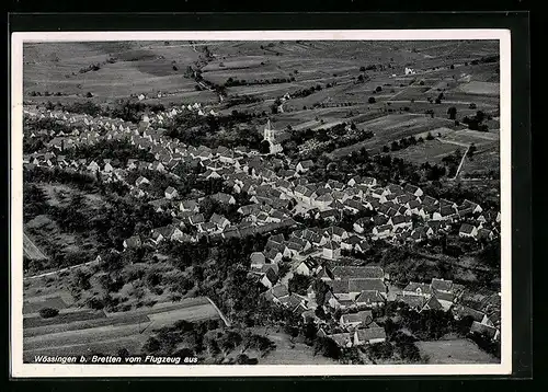 AK Wössingen / Bretten, Ortsansicht vom Flugzeug aus