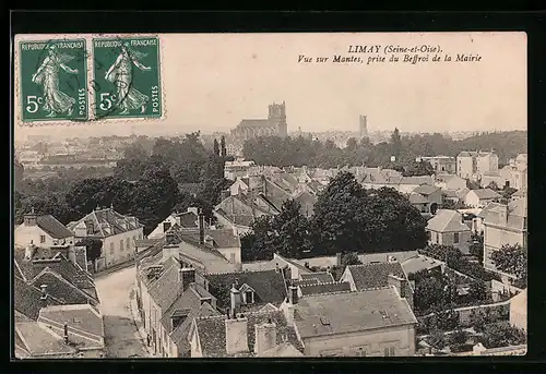 AK Limay, Vue sur Mantes, prise du Beffroi de la Mairie