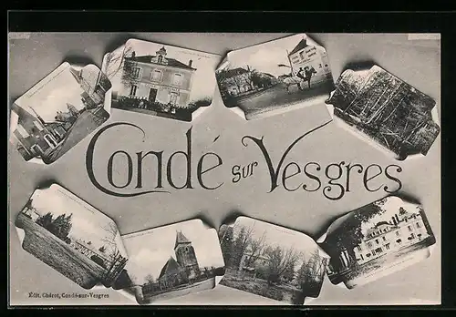 AK Conde sur Vesgres, Mairie et Ecoles, Eglise, Bureau de Poste, Vue d`ensemble