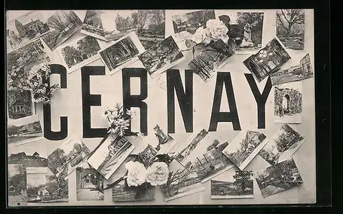 AK Cernay, Verschiedene Miniaturansichten um den Schriftzug