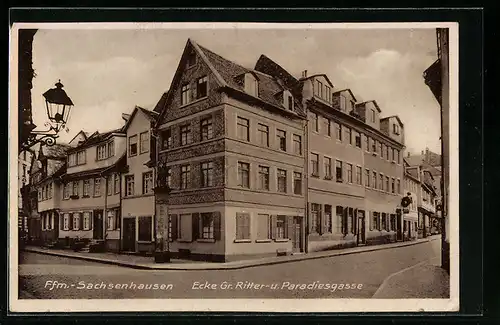 AK Frankfurt a. M.-Sachsenhausen, Strassenecke Gr. Ritter- und Paradiesgasse