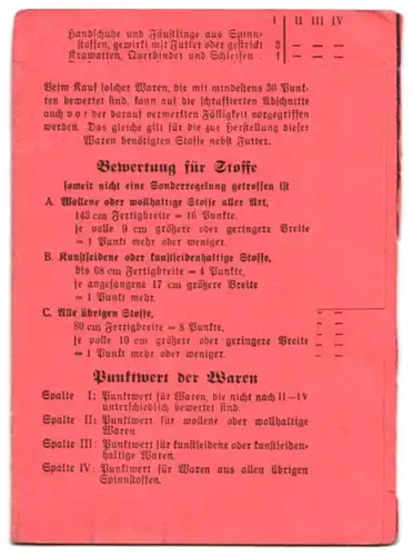 Zweite Reichskleiderkarte Grossdeinbach, Inh: Rosine Frey, einige Marken entfernt