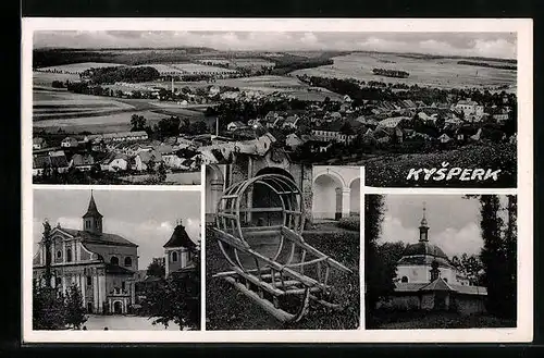 AK Kysperk, Gesamtansicht aus der Vogelschau, Schlitten, Ortspartie