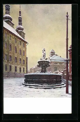 Künstler-AK Olomouc, Namesti Republiky v zime