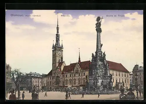 AK Olomouc, Horni namesti, Radnice, Socha sv. Trojici