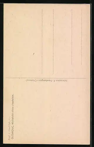 Künstler-AK Olomouc, Michalská ulice s kostelem