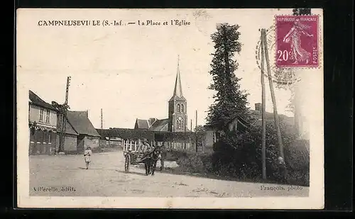 AK Campneuseville, La Place et l`Église