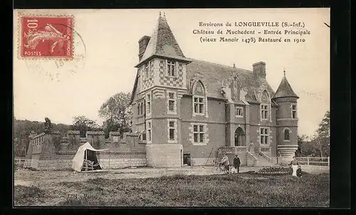 AK Longueville, Château de Muchedent, Entrée Principale, Restauré en 1910