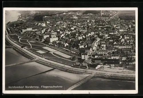 AK Norderney, Ortsansicht vom Flugzeug aus