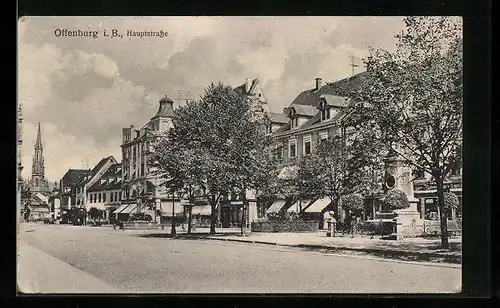 AK Offenburg i. B., Blick in die Hauptstrasse