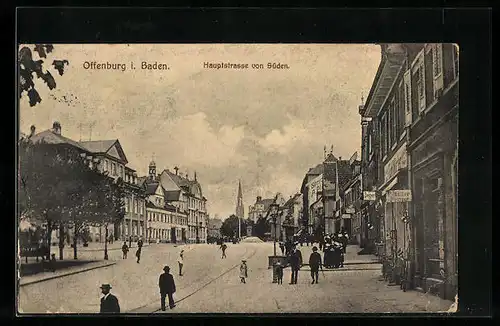 AK Offenburg i. Baden, Hauptstrasse von Süden aus