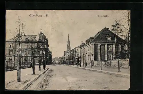 AK Offenburg i. B., Blick in die Hauptstrasse