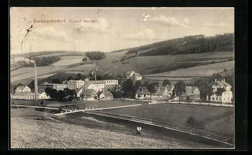 AK Burkhardtsdorf, Ortsteil Oberdorf, Teilansicht aus der Ferne