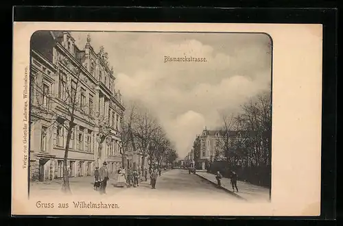 AK Wilhelmshaven, Bismarckstrasse mit Passanten