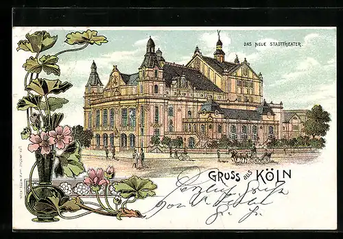 Lithographie Köln-Neustadt, das neue Stadttheater