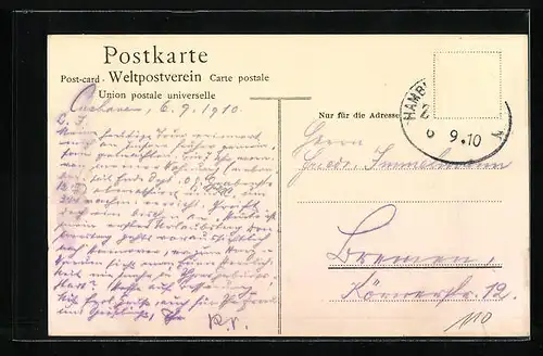 AK Cuxhaven, das Nordseebad mit Schnelldampfer Hamburg, Sturmflut u. Schloss Ritzebüttel