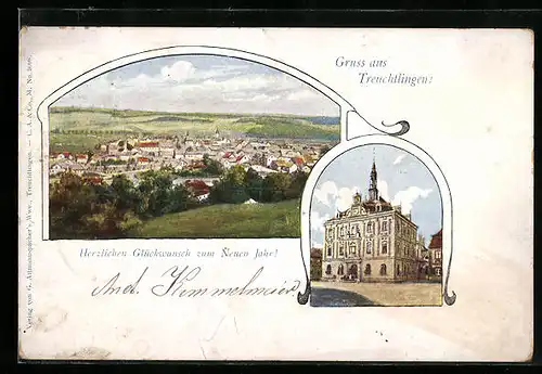 AK Treuchtlingen, Ortsansicht mit grossem Gebäude